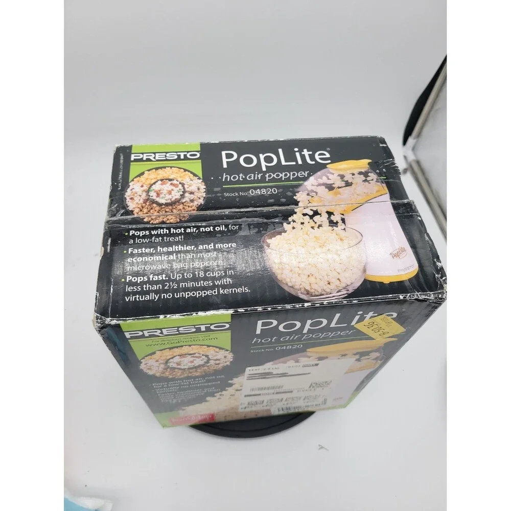 Presto PopLite 04820 Hot Air Popper Electric Popcorn Maker Heart Healthy Snack